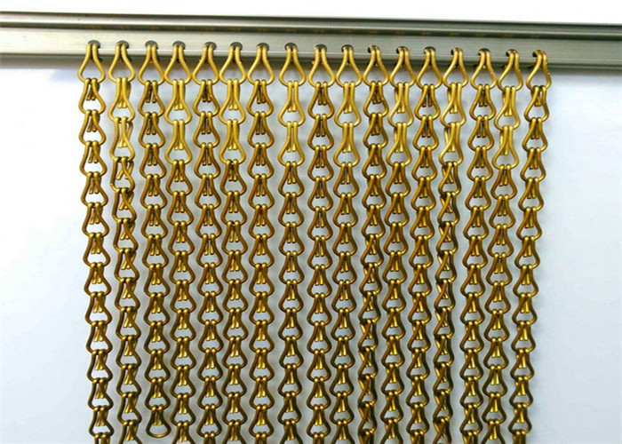الذهب الألومنيوم شبكة أسلاك الديكور 3m عرض سلسلة معدنية يطير الستار